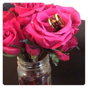 Michael Kors Gold Tone & Tortoise Barrel Ring